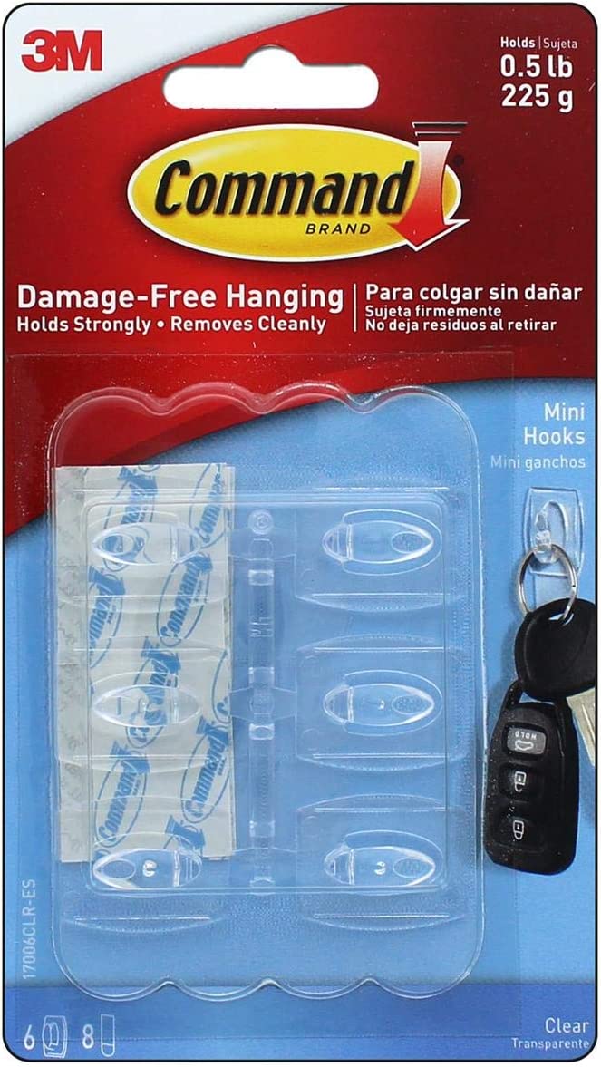 Buy Command Plastic Hooks 6 Mini Pieces with 8 Strips Online